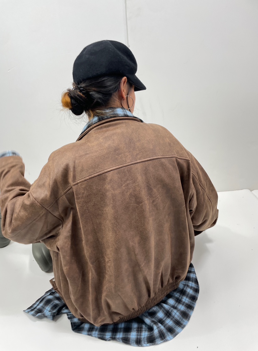 PAIRING韓國直郵東大門代購女裝新款真品職業熱賣皮衣絨面革PAIRING皮衣