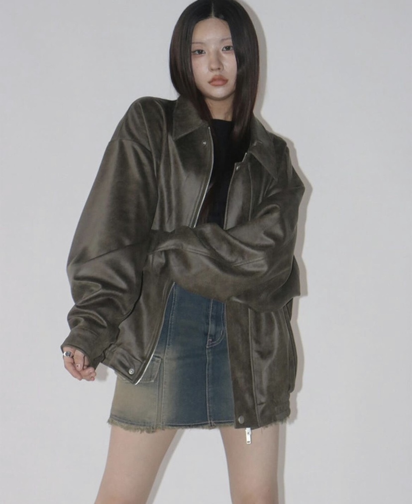 PAIRING韓國直郵東大門代購女裝新款真品職業熱賣皮衣絨面革PAIRING皮衣圖色2