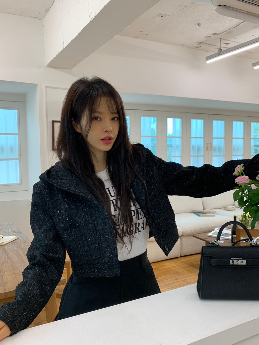 BANI BLUBH韓國直郵女裝新款時尚休閑推薦職業夾克花呢兜帽BANI BLUSH夾克