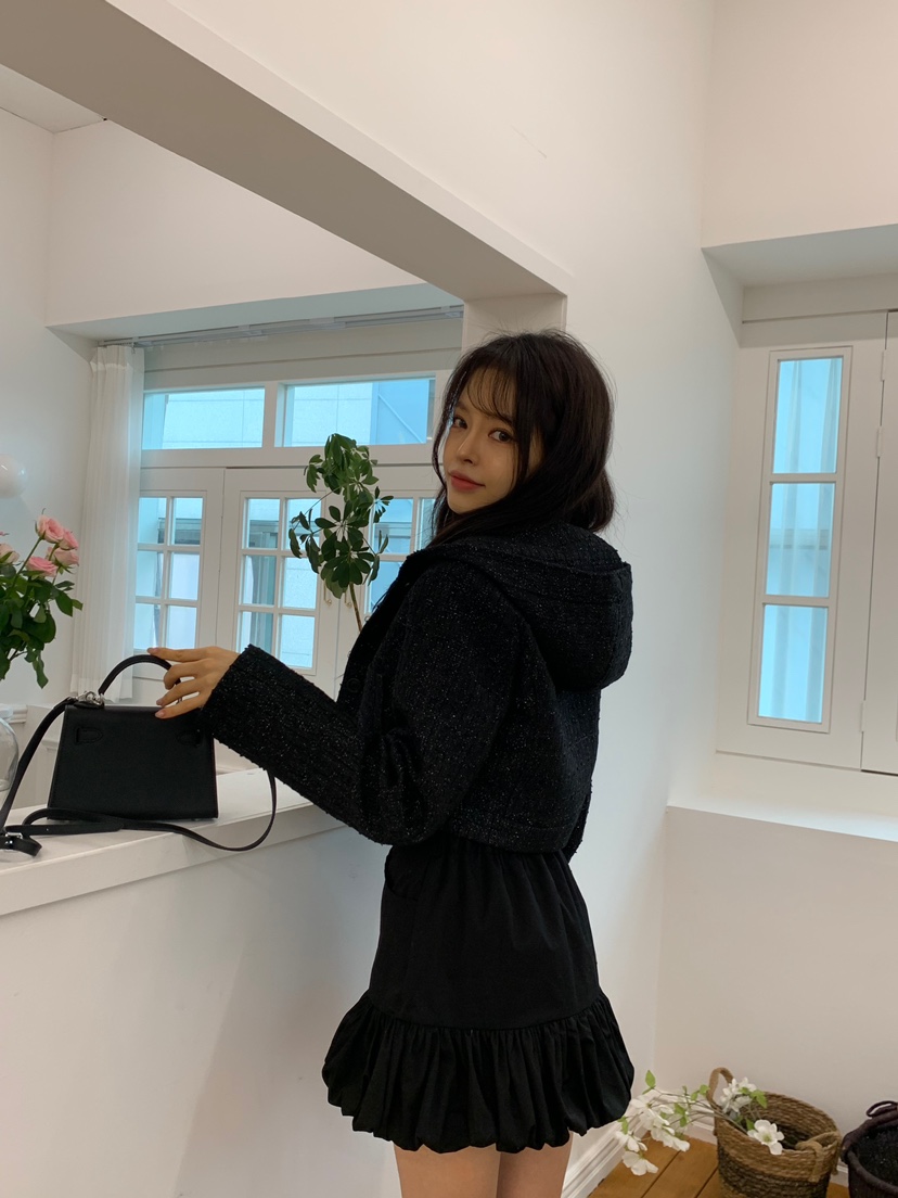 BANI BLUBH韓國直郵女裝新款時尚休閑推薦職業夾克花呢兜帽BANI BLUSH夾克