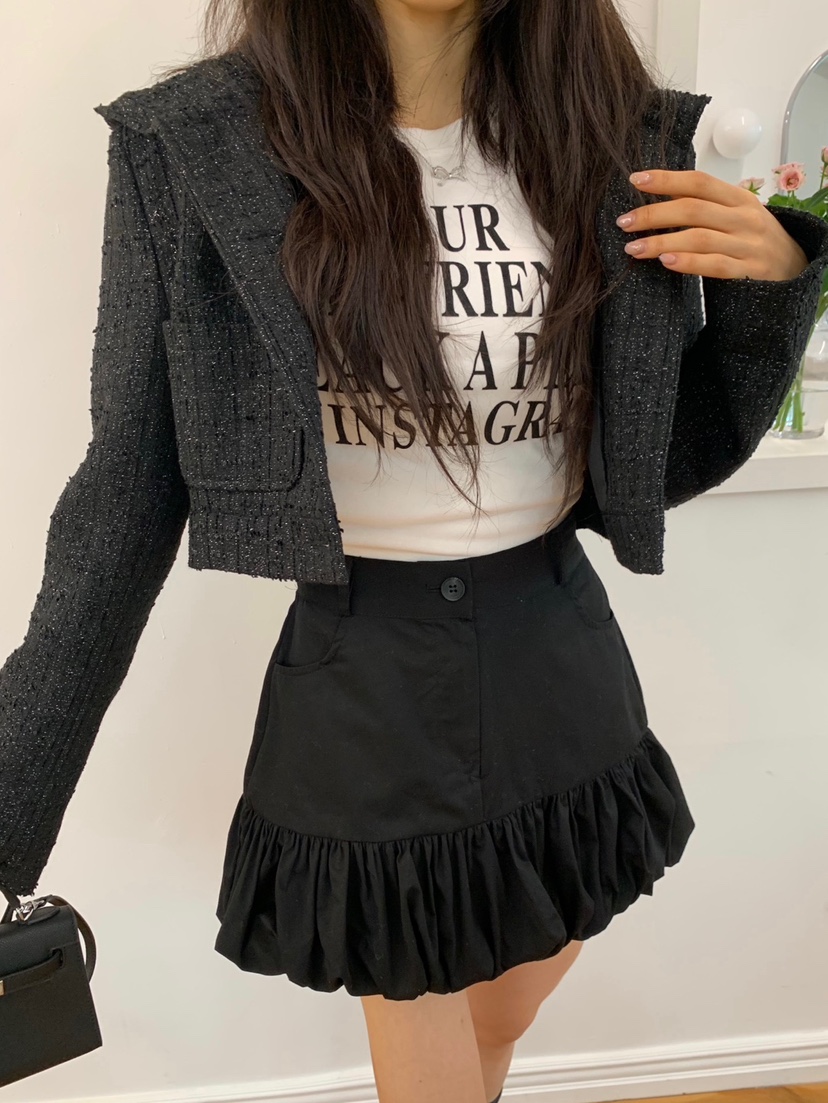 BANI BLUBH韓國直郵女裝新款時尚休閑推薦職業夾克花呢兜帽BANI BLUSH夾克