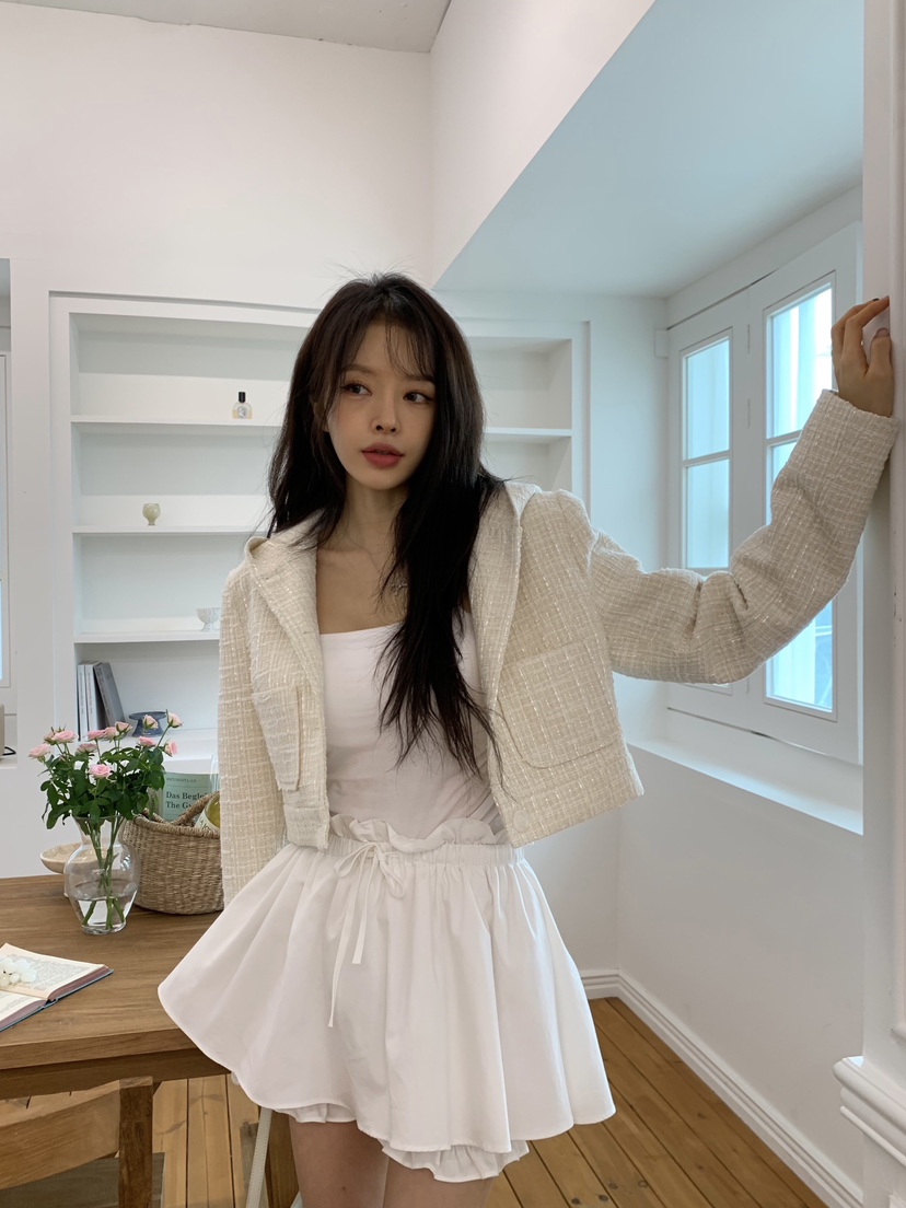 BANI BLUBH韓國直郵女裝新款時尚休閑推薦職業夾克花呢兜帽BANI BLUSH夾克