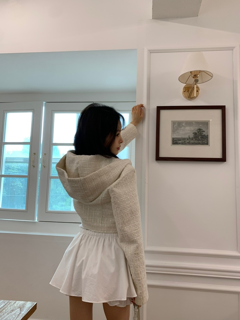 BANI BLUBH韓國直郵女裝新款時尚休閑推薦職業夾克花呢兜帽BANI BLUSH夾克