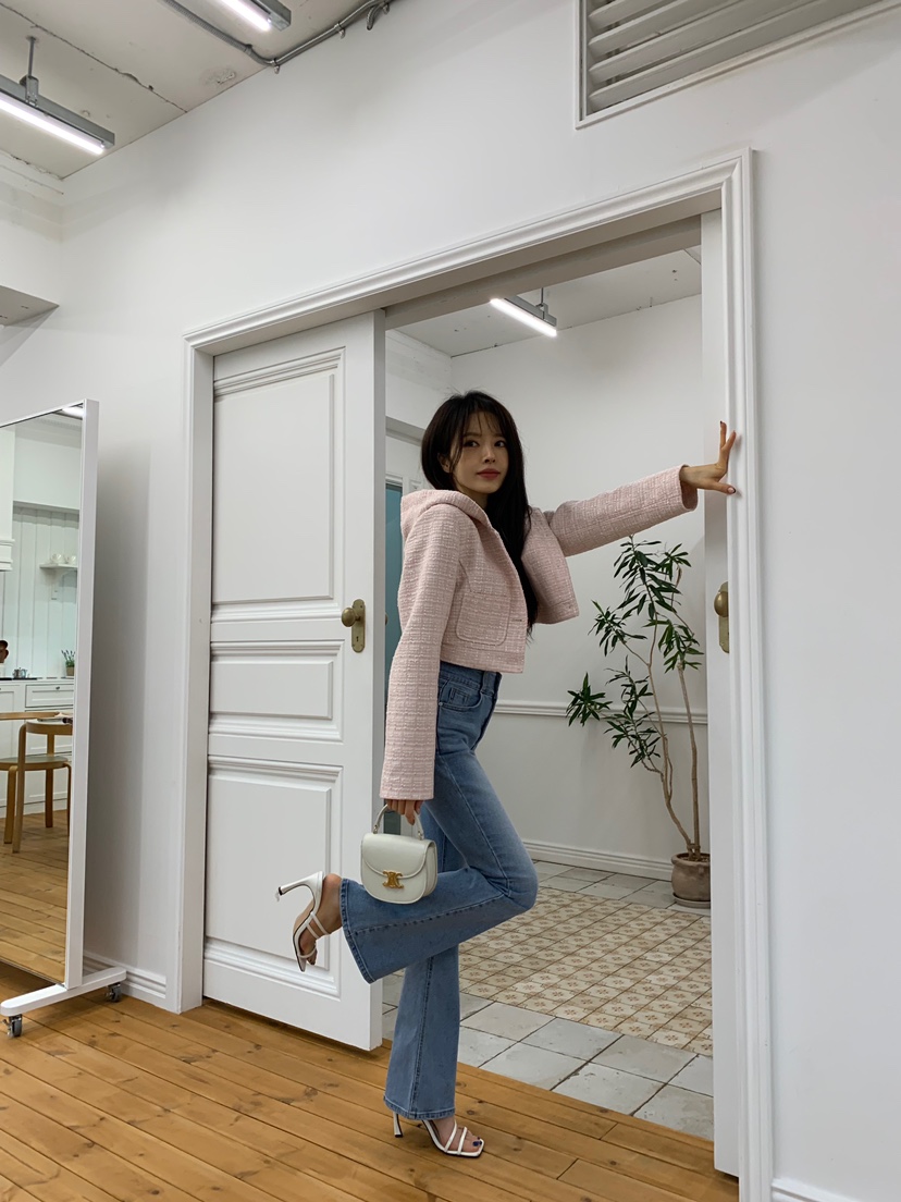BANI BLUBH韓國直郵女裝新款時尚休閑推薦職業夾克花呢兜帽BANI BLUSH夾克