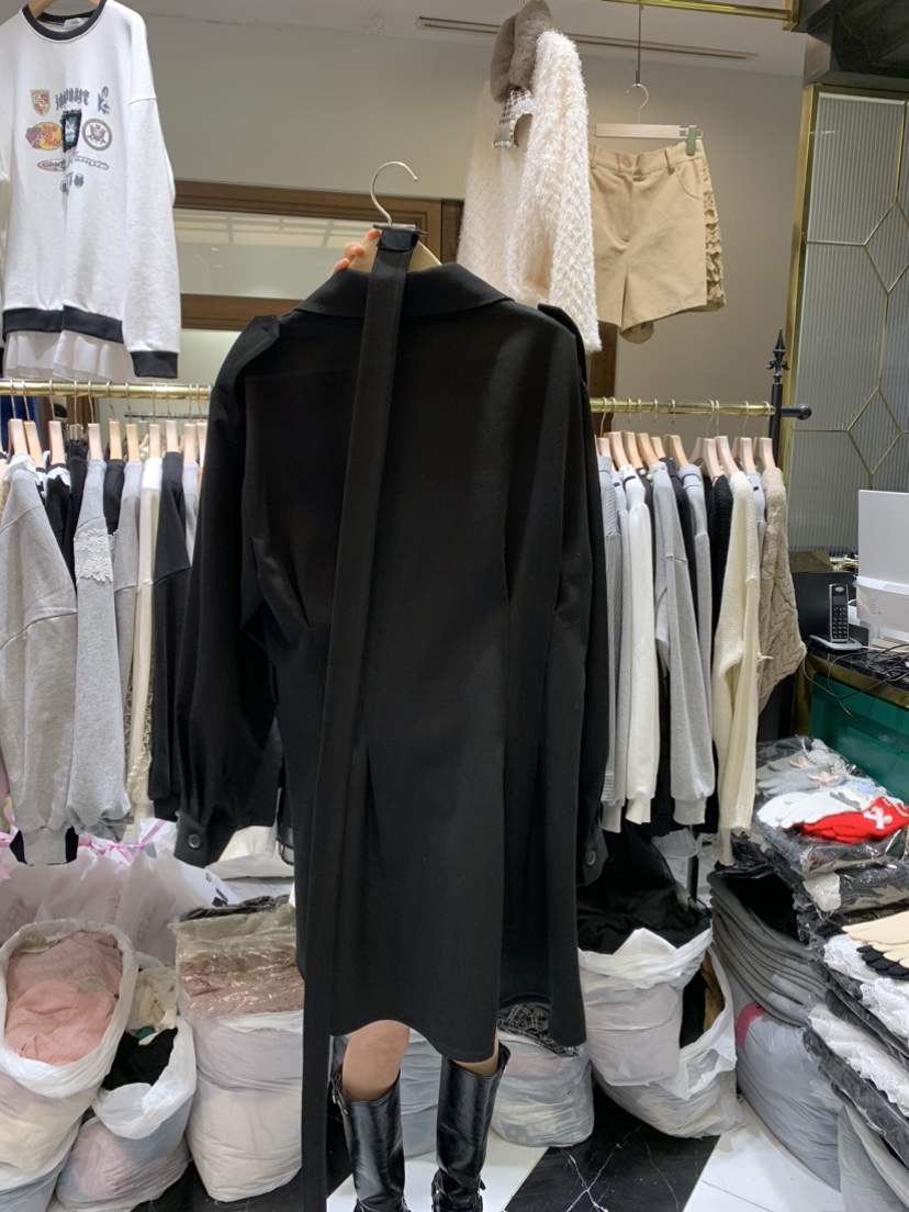 BE&be韓國直郵女裝新品時尚真品休閑24秋冬連衣裙含腰繩BE&be連衣裙