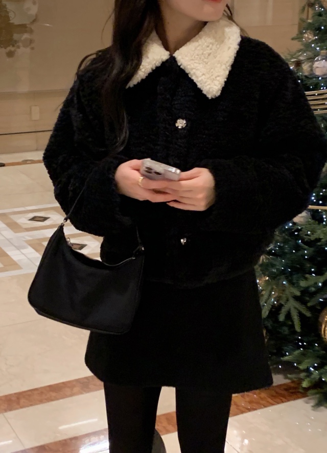 KIFF韓國直郵東大門代購女裝新款休閑24秋冬時尚夾克羊毛KIFF夾克