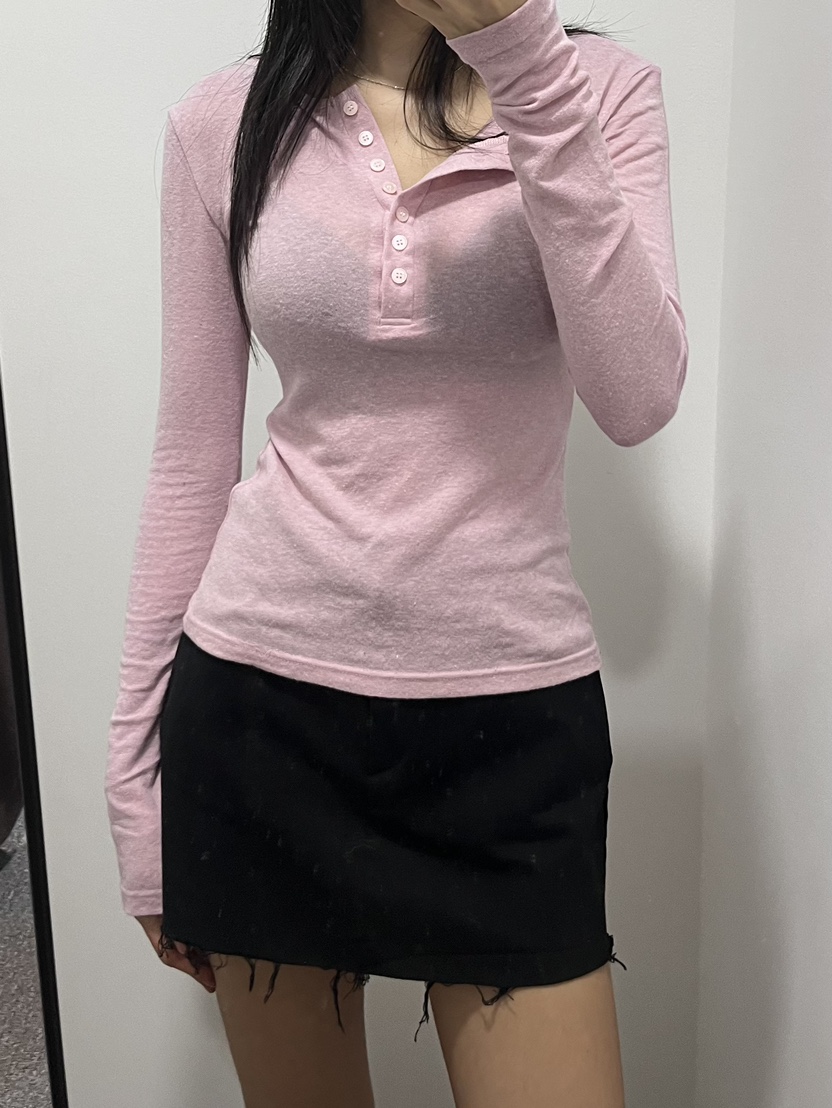 MARRON韓國直郵東大門代購女裝新款真品人氣推薦長袖T恤安哥拉PIN-UP長袖T恤圖色2