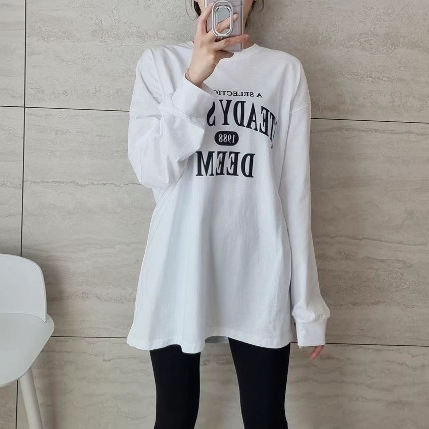 SNS韓國直郵女裝新品推薦人氣休閑職業真品24秋冬長袖T恤SNS長袖T恤圖色1