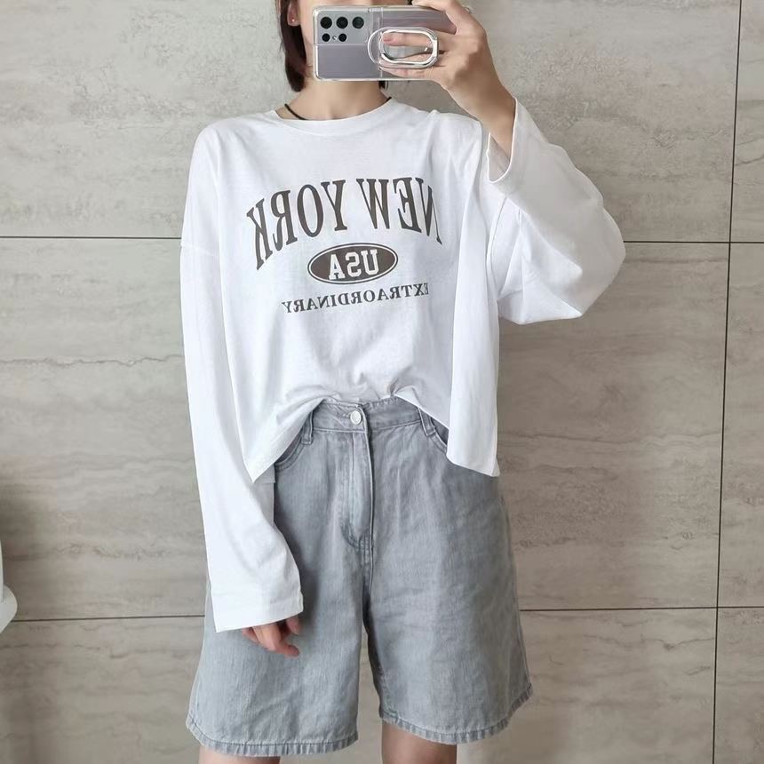 SNS韓國直郵東大門代購女裝新品職業休閑24秋冬人氣長袖T恤SNS長袖T恤