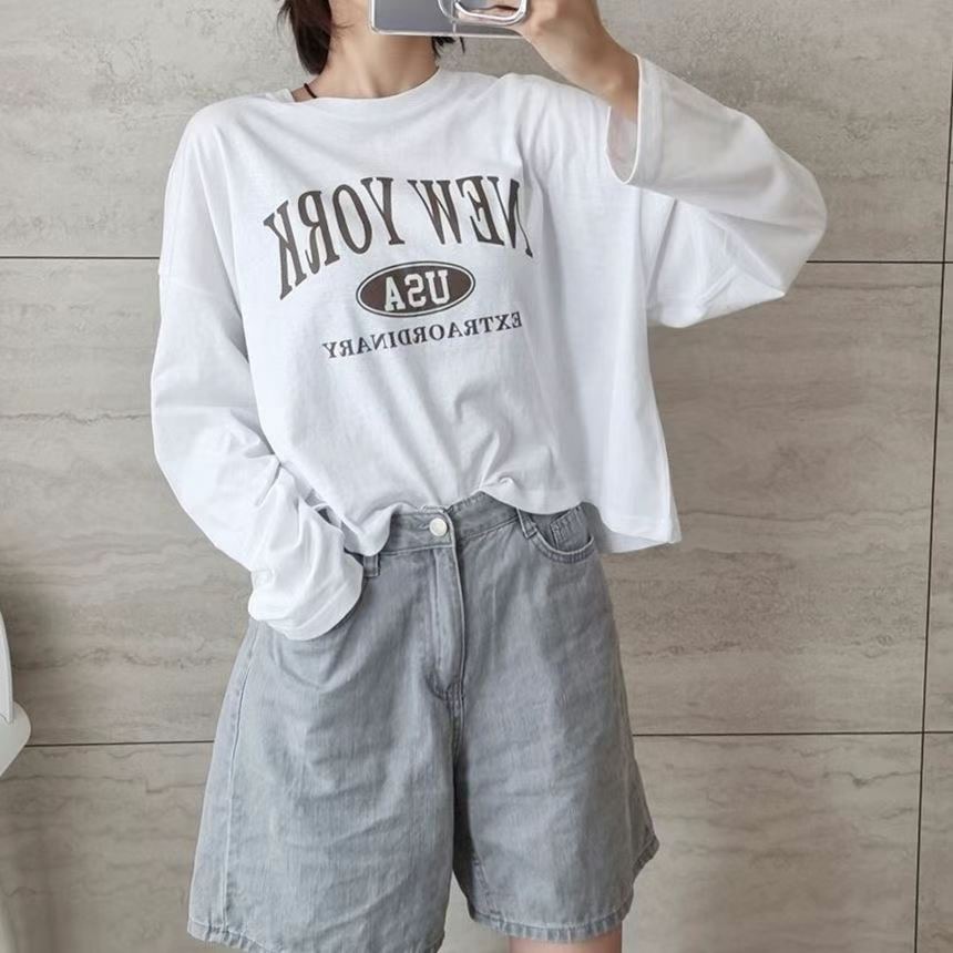 SNS韓國直郵東大門代購女裝新品職業休閑24秋冬人氣長袖T恤SNS長袖T恤圖色1