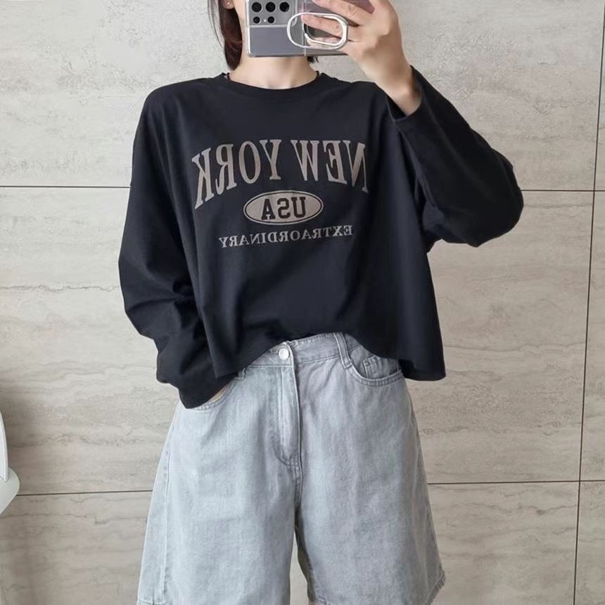 SNS韓國直郵東大門代購女裝新品職業休閑24秋冬人氣長袖T恤SNS長袖T恤圖色2