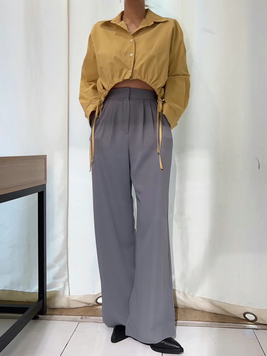 LALAPIPO直郵韓國代購女裝新品真品休閑24秋冬正裝褲西褲闊腿褲LALAPIPO正裝褲/西褲