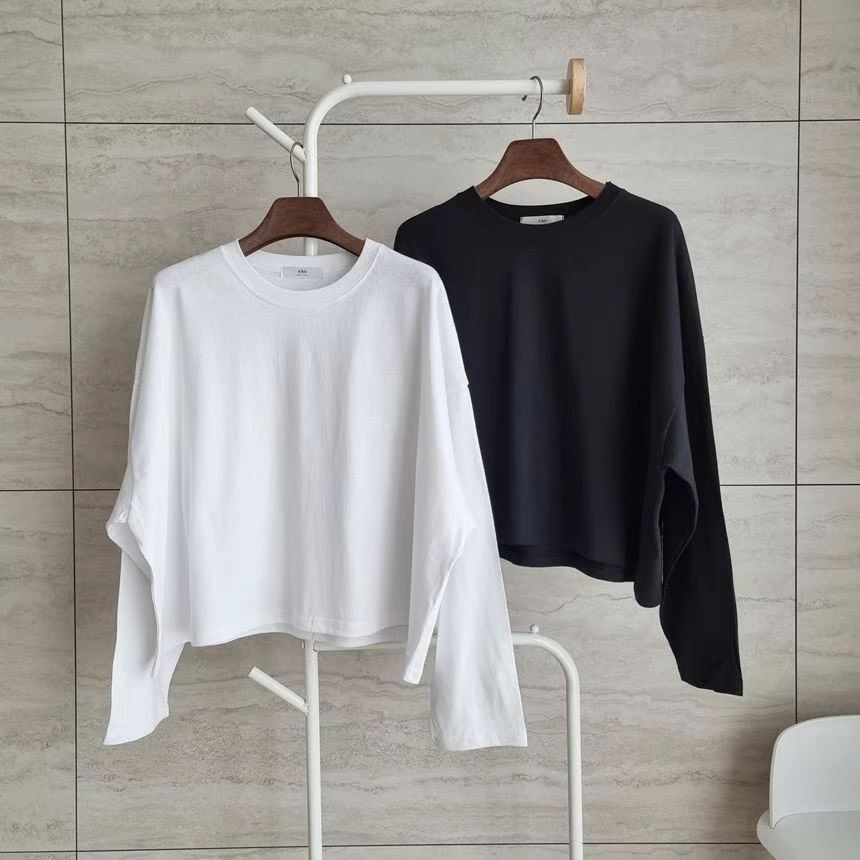 SNS韓國直郵東大門代購女裝新品熱賣休閑職業人氣長袖T恤短款SNS長袖T恤