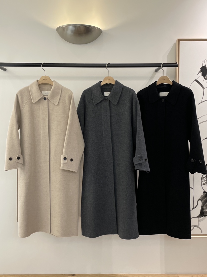 EON韓國直郵東大門代購女裝新品24秋冬中長款大衣手工制作含腰帶JANIE中長款大衣