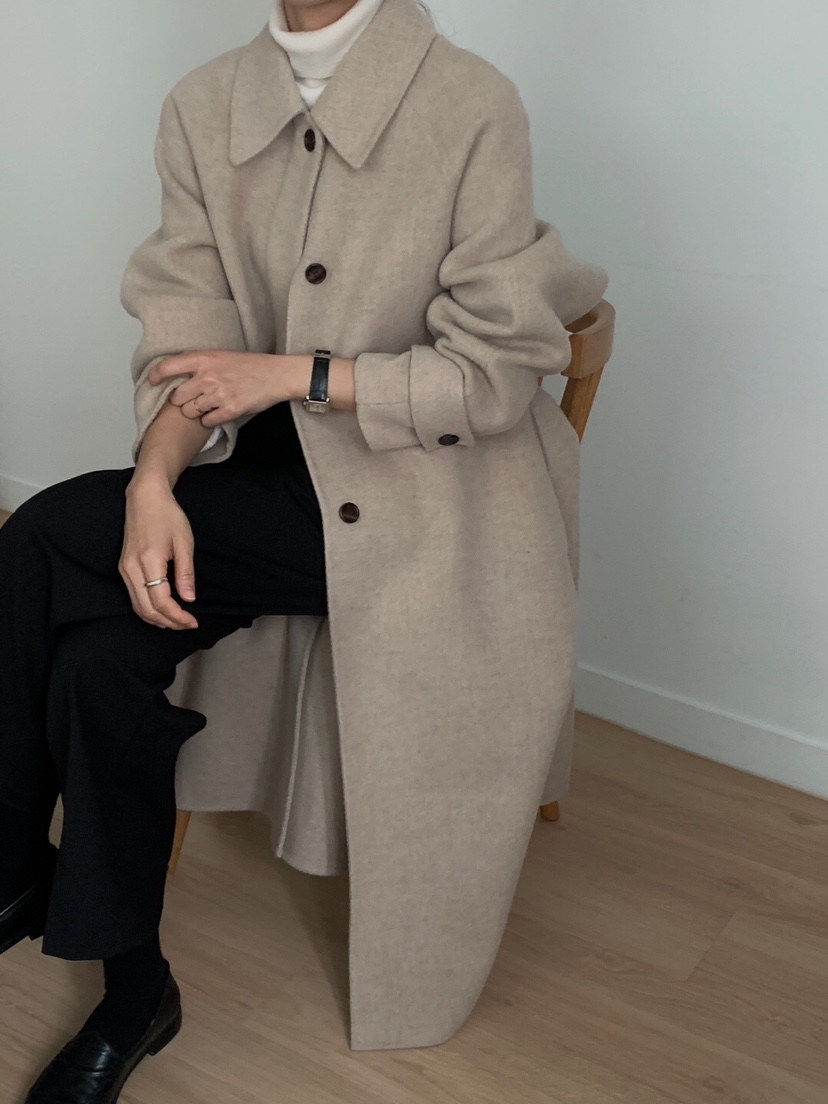 EON韓國直郵東大門代購女裝新品24秋冬中長款大衣手工制作含腰帶JANIE中長款大衣