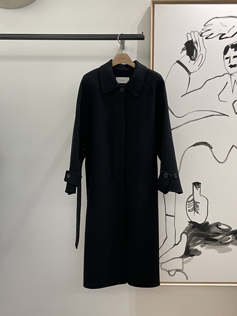 EON韓國直郵東大門代購女裝新品24秋冬中長款大衣手工制作含腰帶JANIE中長款大衣圖色3