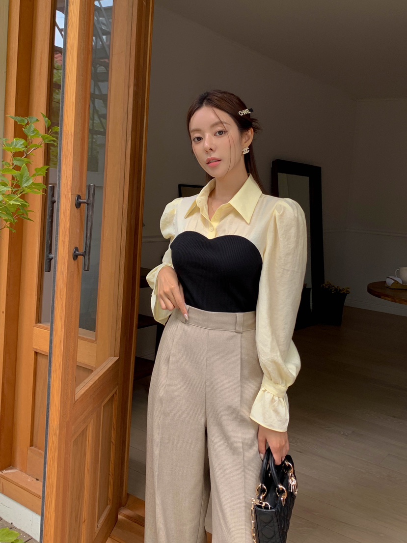 SLIT韓國直郵東大門實拍女裝新款熱賣職業推薦真品襯衫蕾絲衫SLIT襯衫/蕾絲衫