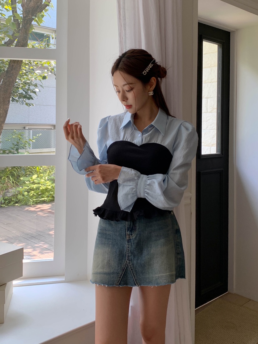 SLIT韓國直郵東大門實拍女裝新款熱賣職業推薦真品襯衫蕾絲衫SLIT襯衫/蕾絲衫