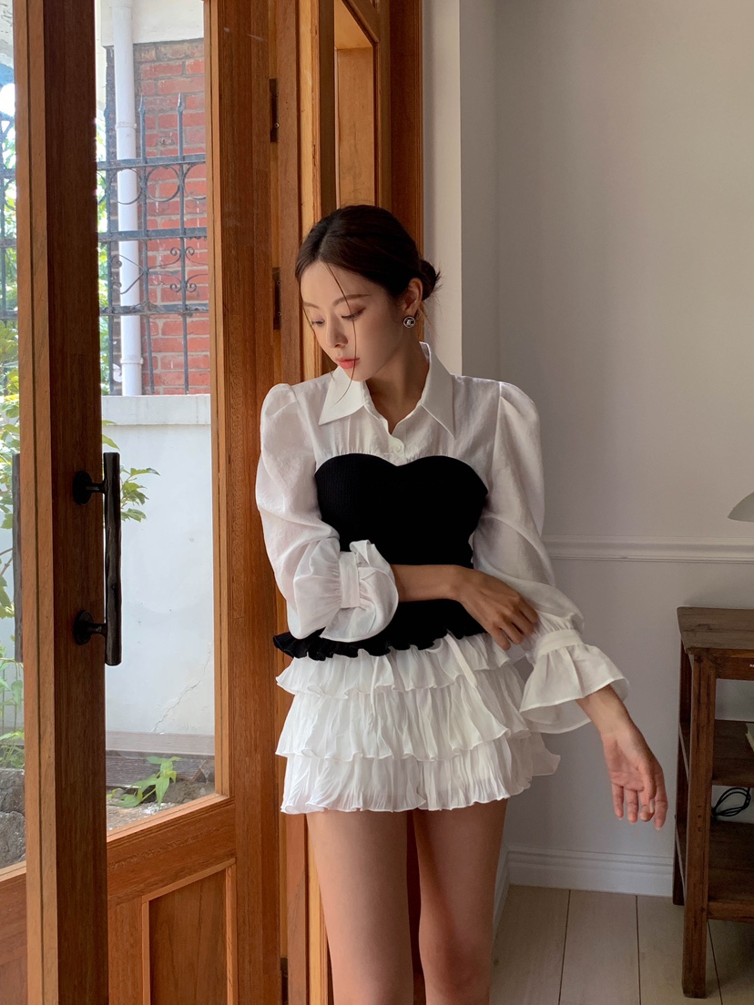 SLIT韓國直郵東大門實拍女裝新款熱賣職業推薦真品襯衫蕾絲衫SLIT襯衫/蕾絲衫