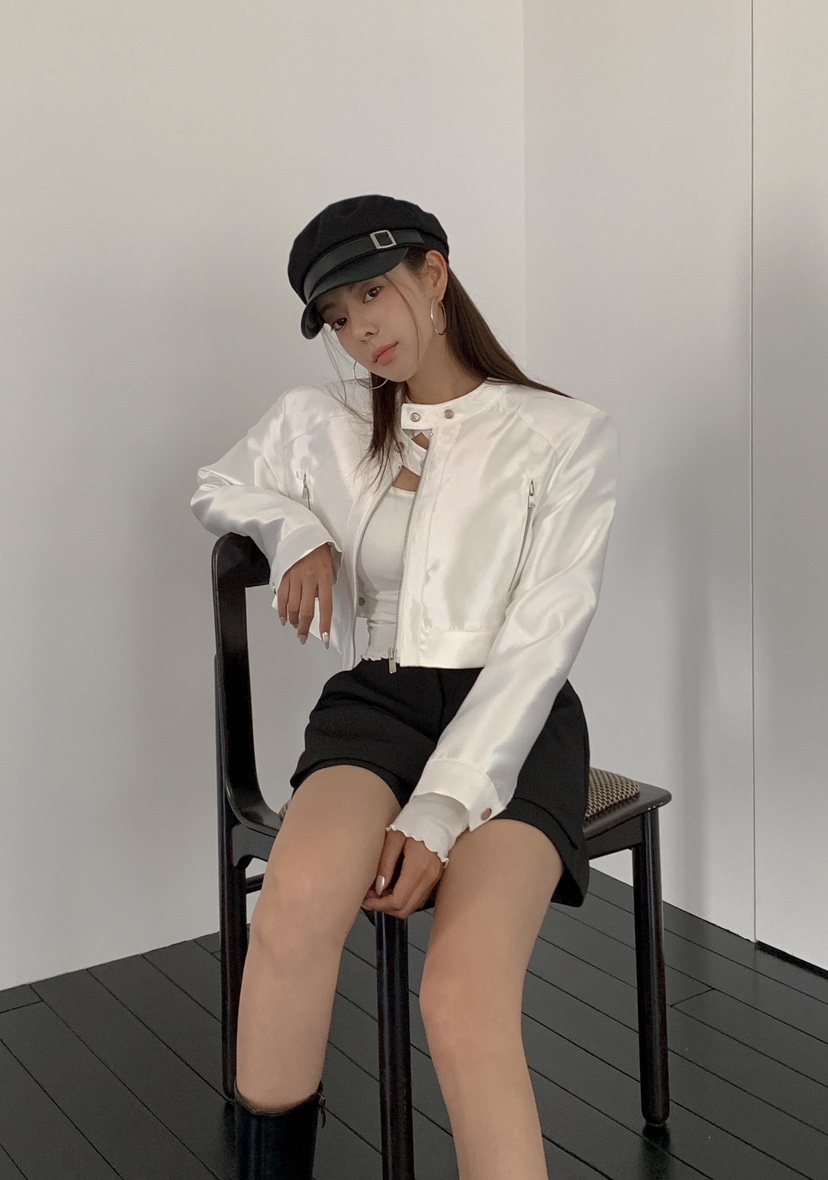 SLIT韓國直郵東大門實拍女裝新品職業24秋冬熱賣休閑皮衣SLIT皮衣
