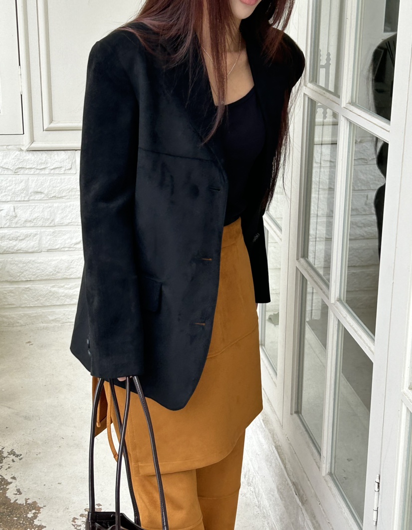 NAME VALUE韓國直郵東大門代購女裝新品時尚推薦夾克絨面革OVER NEAR夾克