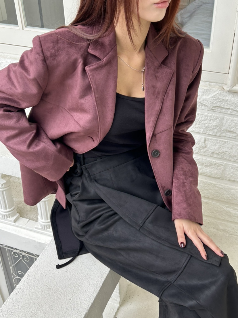 NAME VALUE韓國直郵東大門代購女裝新品時尚推薦夾克絨面革OVER NEAR夾克