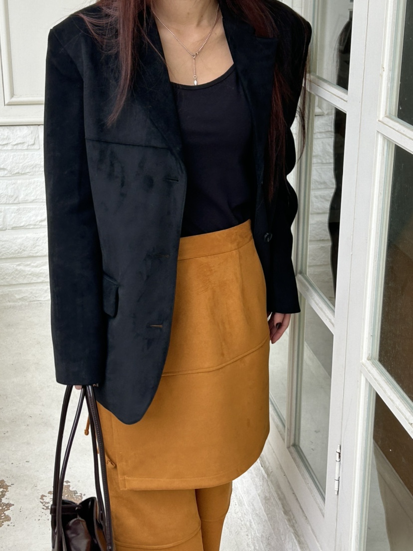 NAME VALUE韓國直郵東大門代購女裝新品時尚推薦夾克絨面革OVER NEAR夾克圖色2