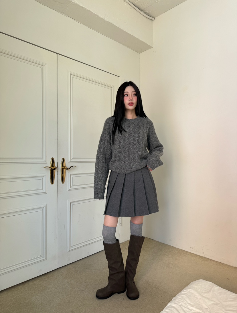 NAME VALUE直郵韓國代購女裝新款熱賣推薦24秋冬短裙褶皺OVER NEAR短裙