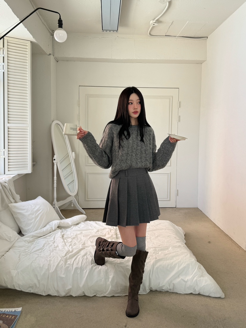 NAME VALUE直郵韓國代購女裝新款熱賣推薦24秋冬短裙褶皺OVER NEAR短裙