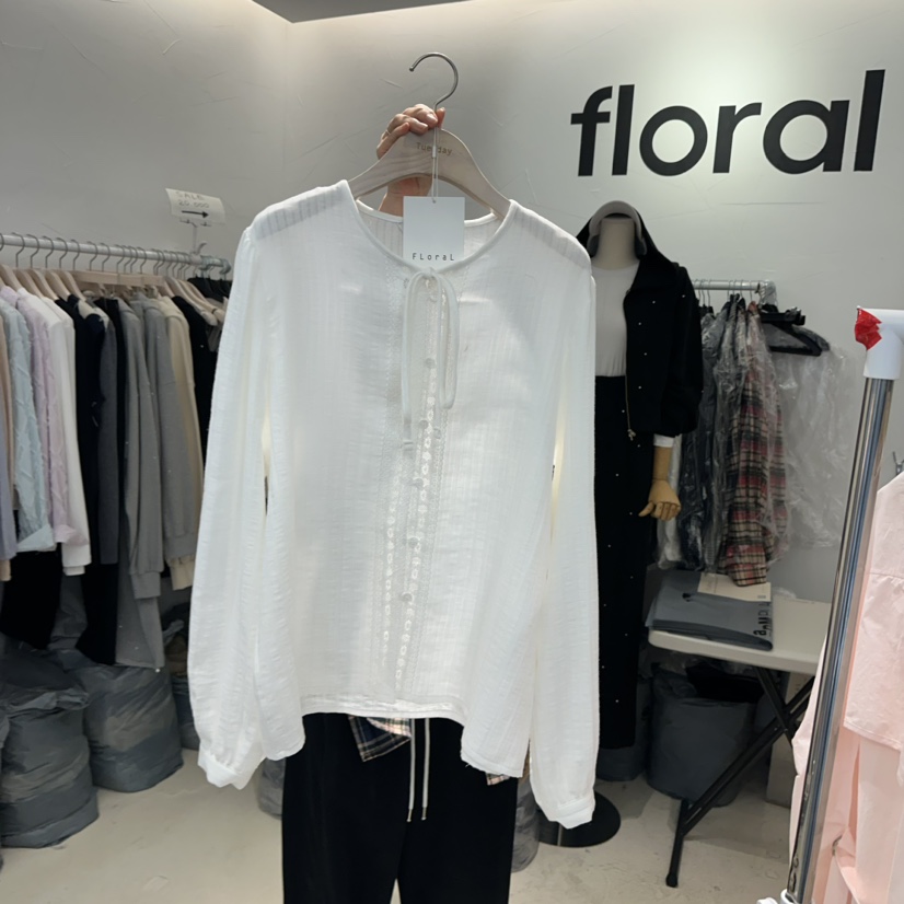 floral韓國直郵東大門代購女裝新品時尚推薦職業襯衫蕾絲衫FLORAL襯衫/蕾絲衫