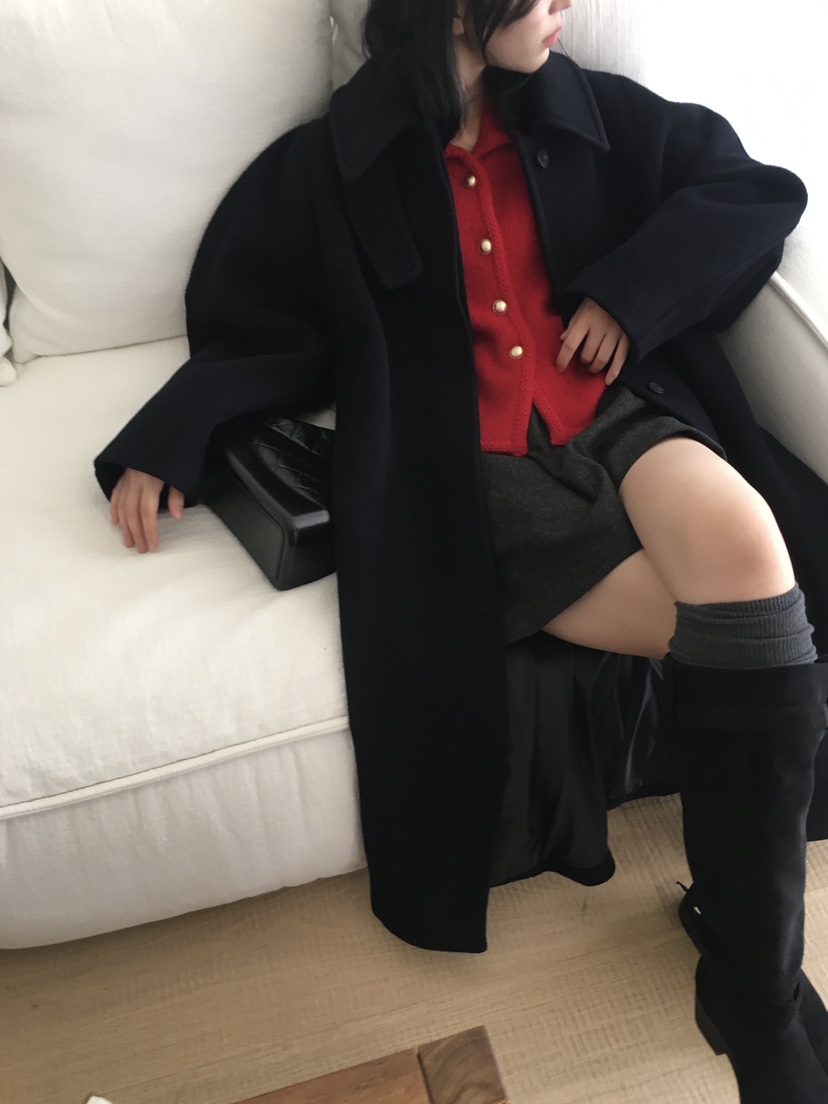 SPREAD韓國直郵東大門實拍女裝新品休閑人氣中長款大衣羊毛SPREAD中長款大衣