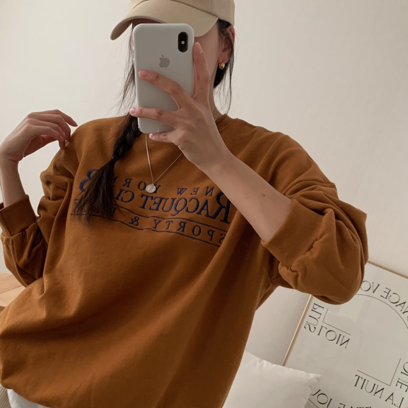 HELLO JINI韓國直郵東大門代購女裝新款推薦休閑時尚衛衣刺繡HELLO JINI衛衣