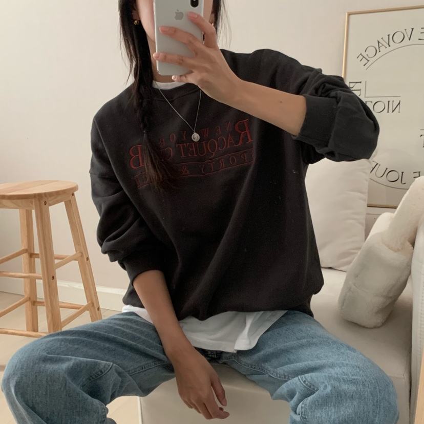 HELLO JINI韓國直郵東大門代購女裝新款推薦休閑時尚衛衣刺繡HELLO JINI衛衣