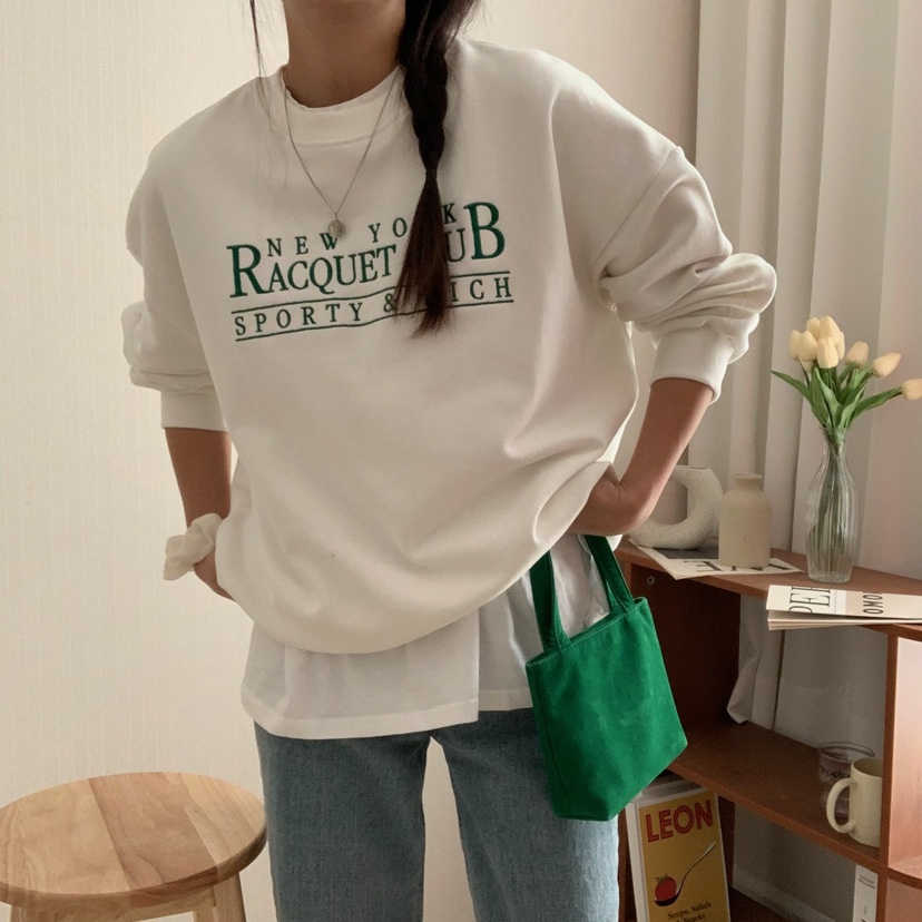 HELLO JINI韓國直郵東大門代購女裝新款推薦休閑時尚衛衣刺繡HELLO JINI衛衣