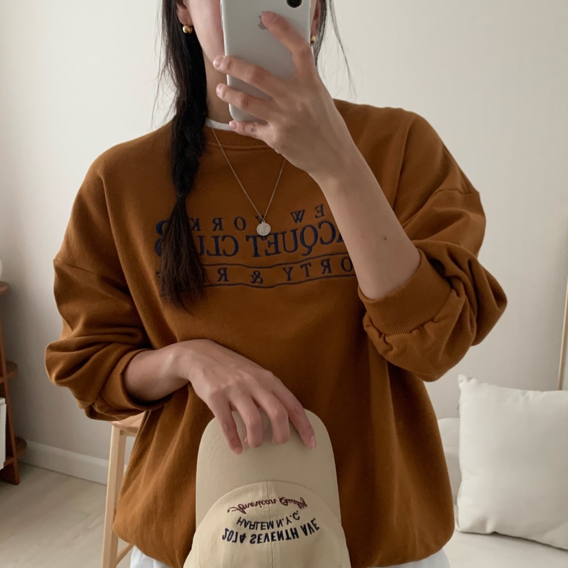 HELLO JINI韓國直郵東大門代購女裝新款推薦休閑時尚衛衣刺繡HELLO JINI衛衣