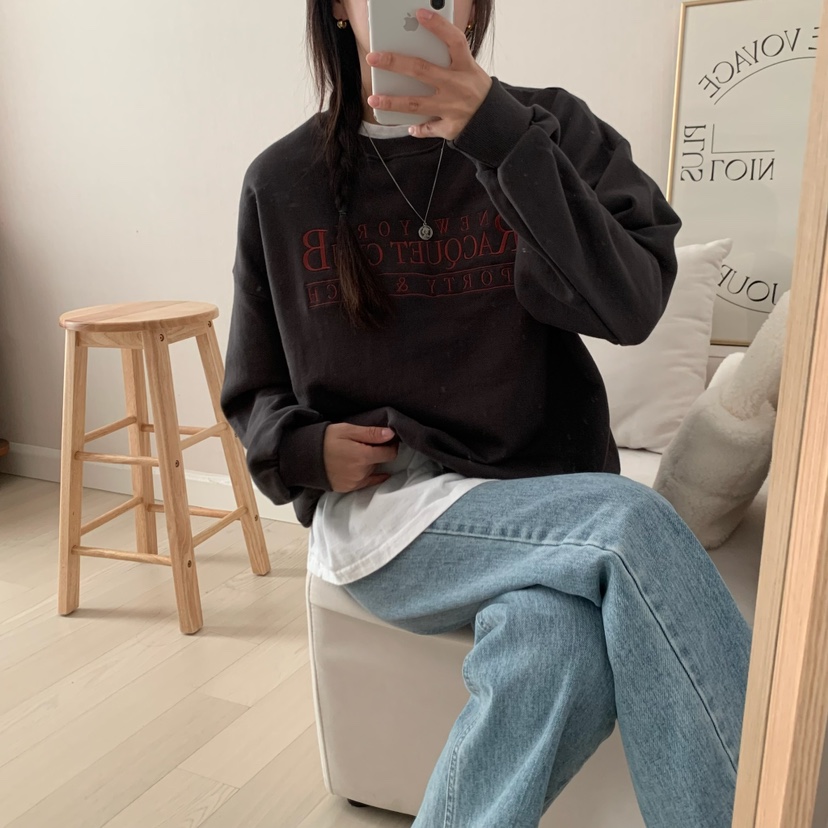 HELLO JINI韓國直郵東大門代購女裝新款推薦休閑時尚衛衣刺繡HELLO JINI衛衣圖色2