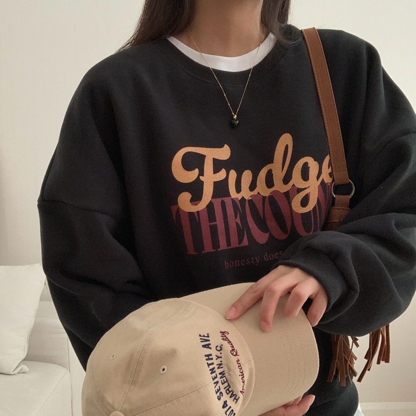 FROMJINI直郵韓國代購女裝新品時尚職業休閑24秋冬衛衣拉絨FROMJINI衛衣