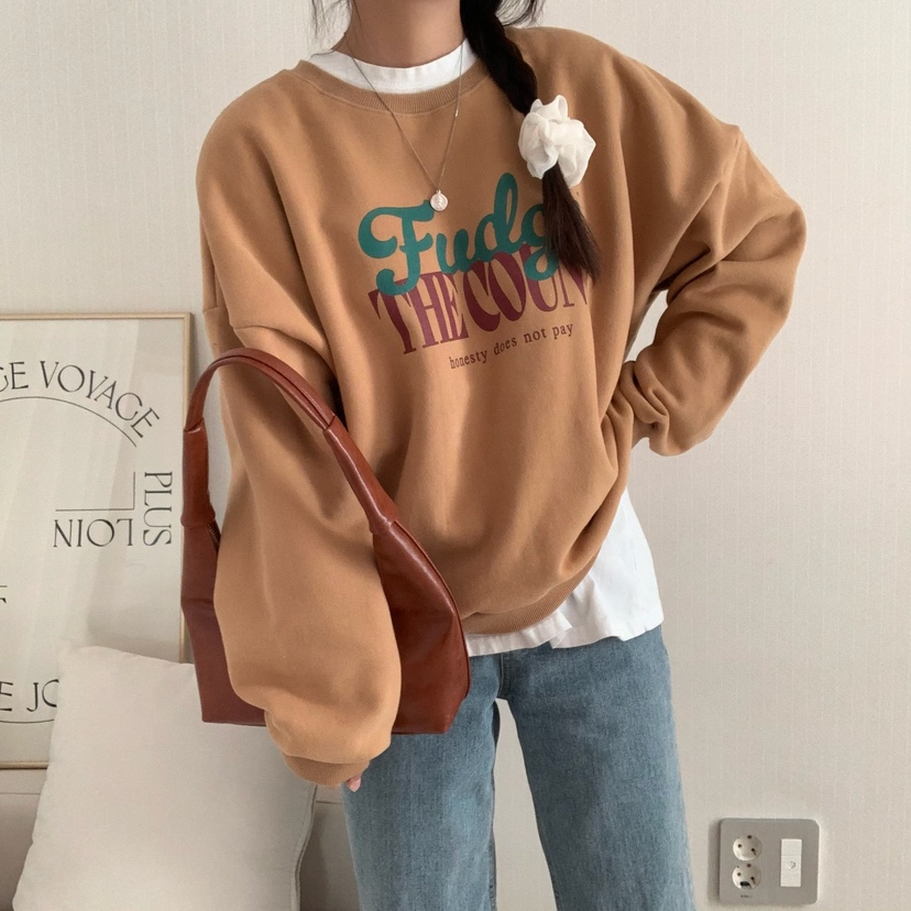 FROMJINI直郵韓國代購女裝新品時尚職業休閑24秋冬衛衣拉絨FROMJINI衛衣