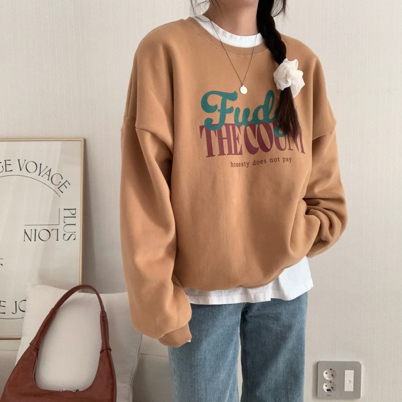 FROMJINI直郵韓國代購女裝新品時尚職業休閑24秋冬衛衣拉絨FROMJINI衛衣