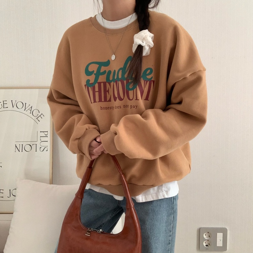 FROMJINI直郵韓國代購女裝新品時尚職業休閑24秋冬衛衣拉絨FROMJINI衛衣