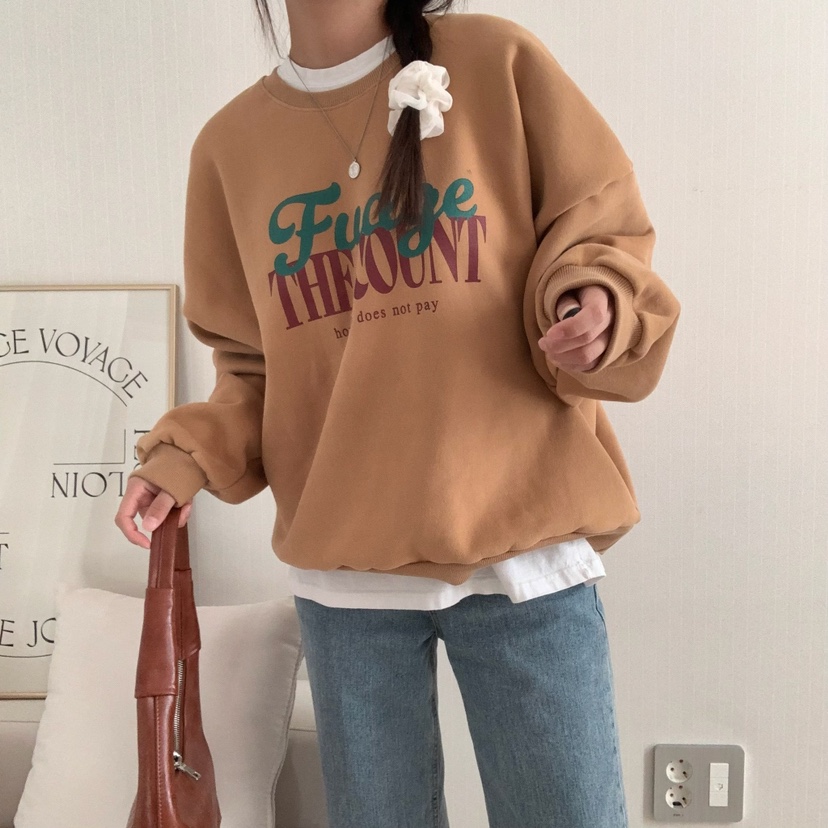 FROMJINI直郵韓國代購女裝新品時尚職業休閑24秋冬衛衣拉絨FROMJINI衛衣