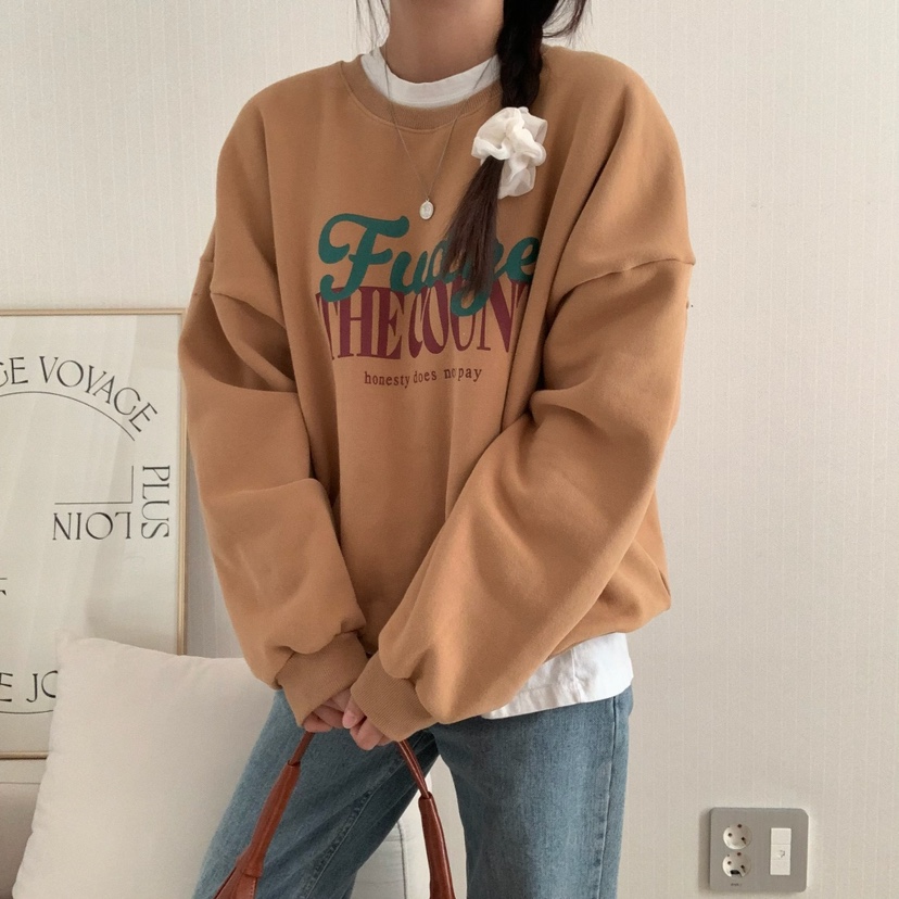 FROMJINI直郵韓國代購女裝新品時尚職業休閑24秋冬衛衣拉絨FROMJINI衛衣圖色1