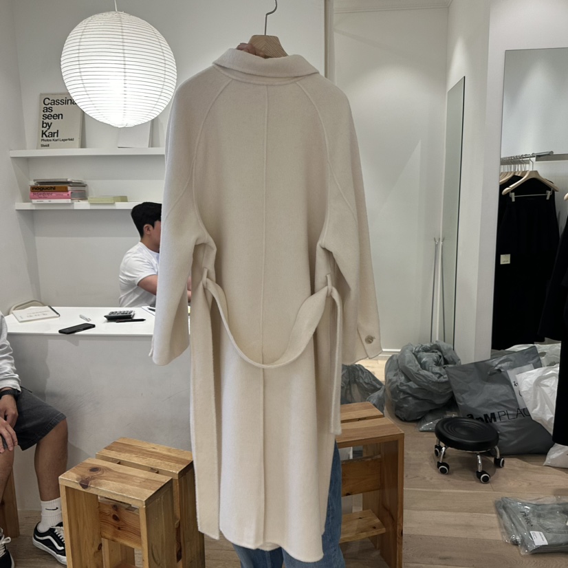 riette韓國直郵東大門實拍女裝新款24秋冬中長款大衣含腰繩ROUNDER中長款大衣