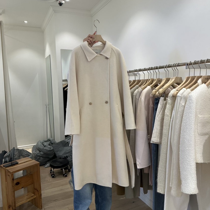 riette韓國直郵東大門實拍女裝新款24秋冬中長款大衣含腰繩ROUNDER中長款大衣圖色1