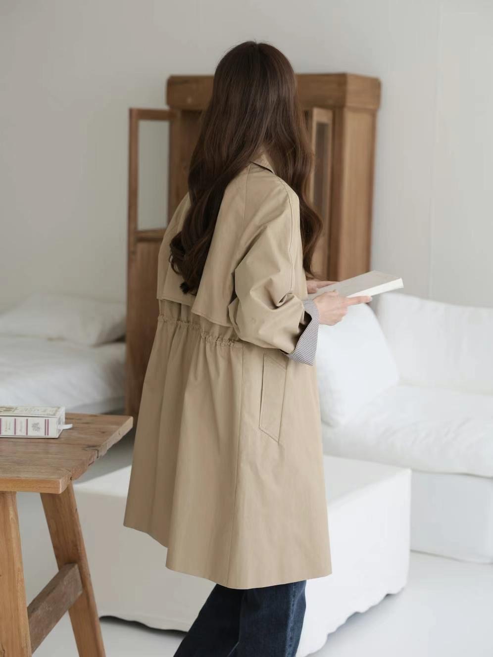 MU 뮤-T直郵韓國代購女裝新品推薦職業24秋冬真品長款風衣MU 뮤-T長款風衣