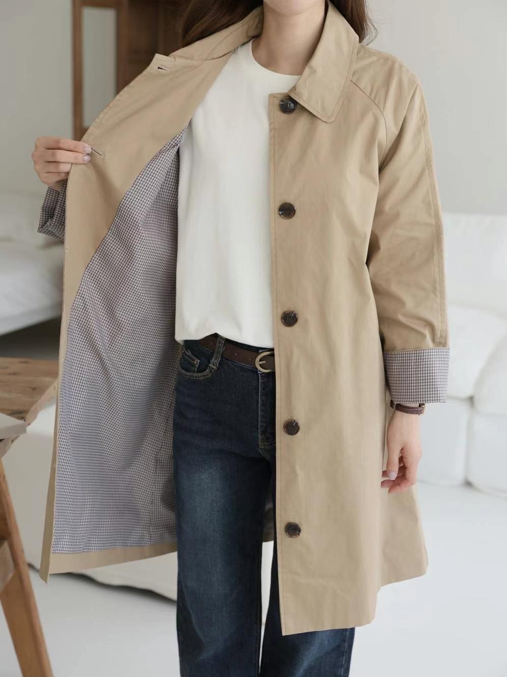 MU 뮤-T直郵韓國代購女裝新品推薦職業24秋冬真品長款風衣MU 뮤-T長款風衣