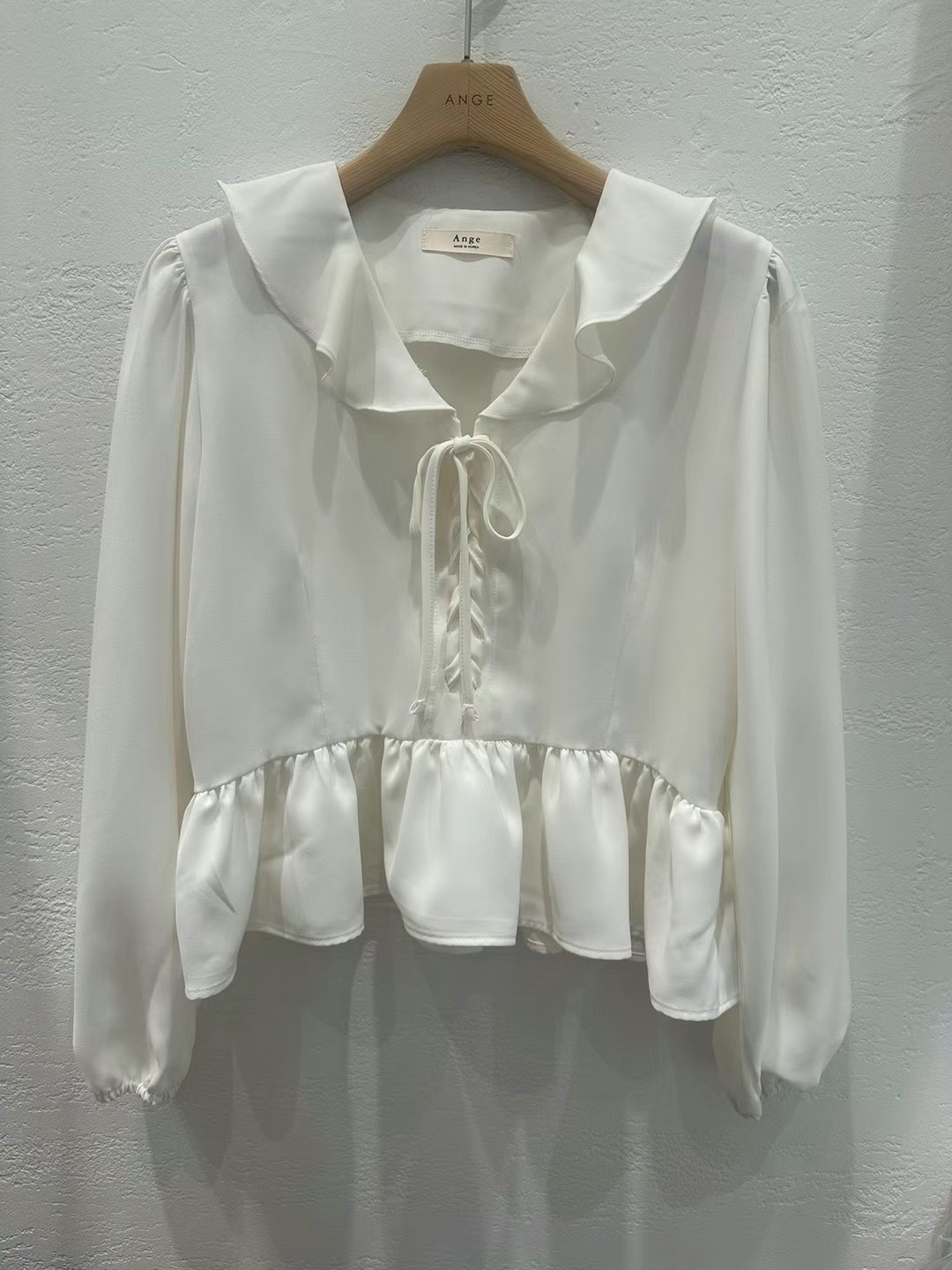LUCKY STORE直郵韓國代購女裝新品熱賣休閑時尚襯衫蕾絲衫ANGE襯衫/蕾絲衫