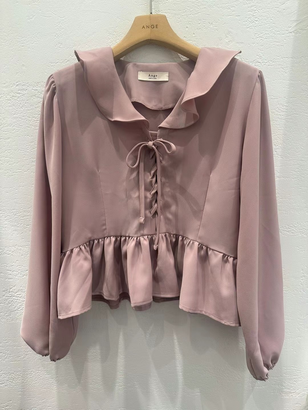 LUCKY STORE直郵韓國代購女裝新品熱賣休閑時尚襯衫蕾絲衫ANGE襯衫/蕾絲衫圖色3