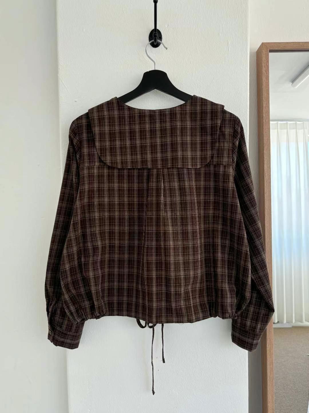 YANGPA韓國直郵東大門代購女裝新品推薦真品襯衫蕾絲衫格紋YANGPA襯衫/蕾絲衫