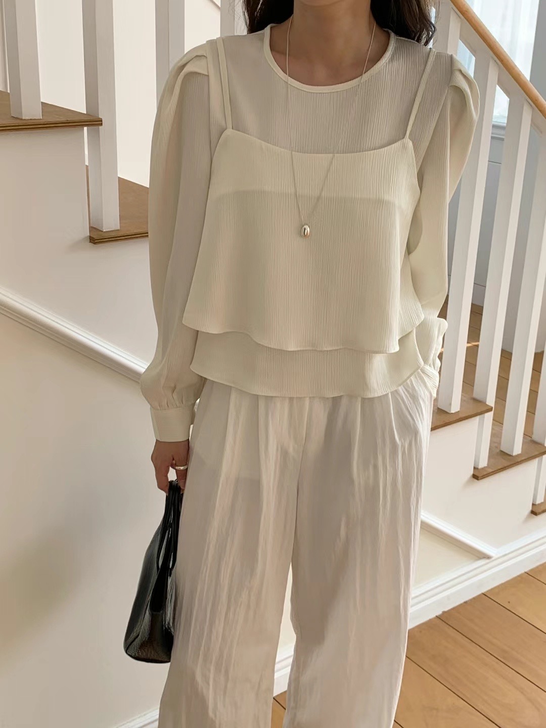 MOIBIEN直郵韓國代購女裝新款人氣真品24秋冬時尚襯衫蕾絲衫OBLANC襯衫/蕾絲衫圖色1